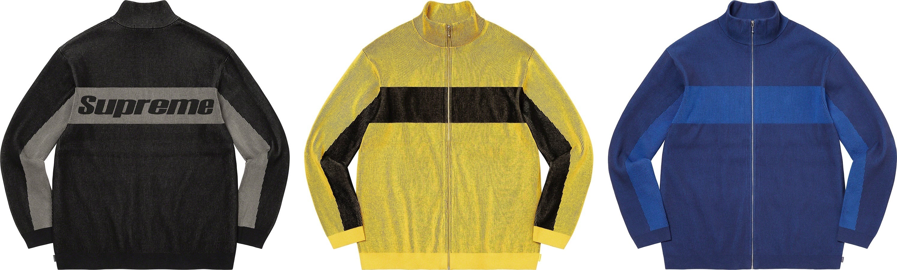 2-Tone Ribbed Zip Up Sweater